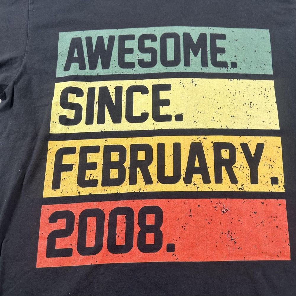Port & Company Shirt Mens Large Black Awesome Since February 2008 Birthday Tee‎